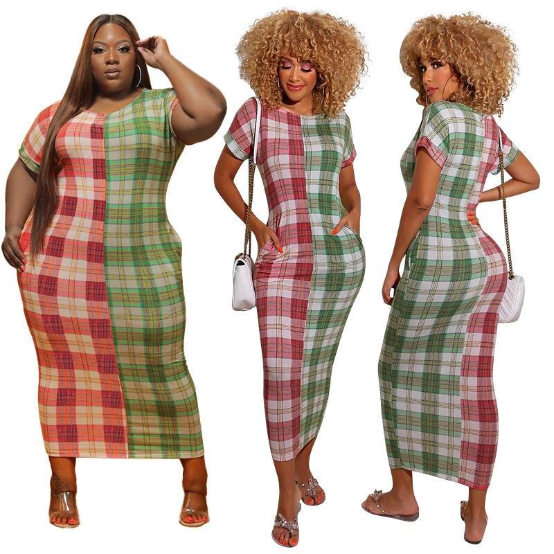 checkered maxi dress for women - MRSLM