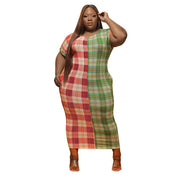 checkered maxi dress for women, view 2 - MRSLM