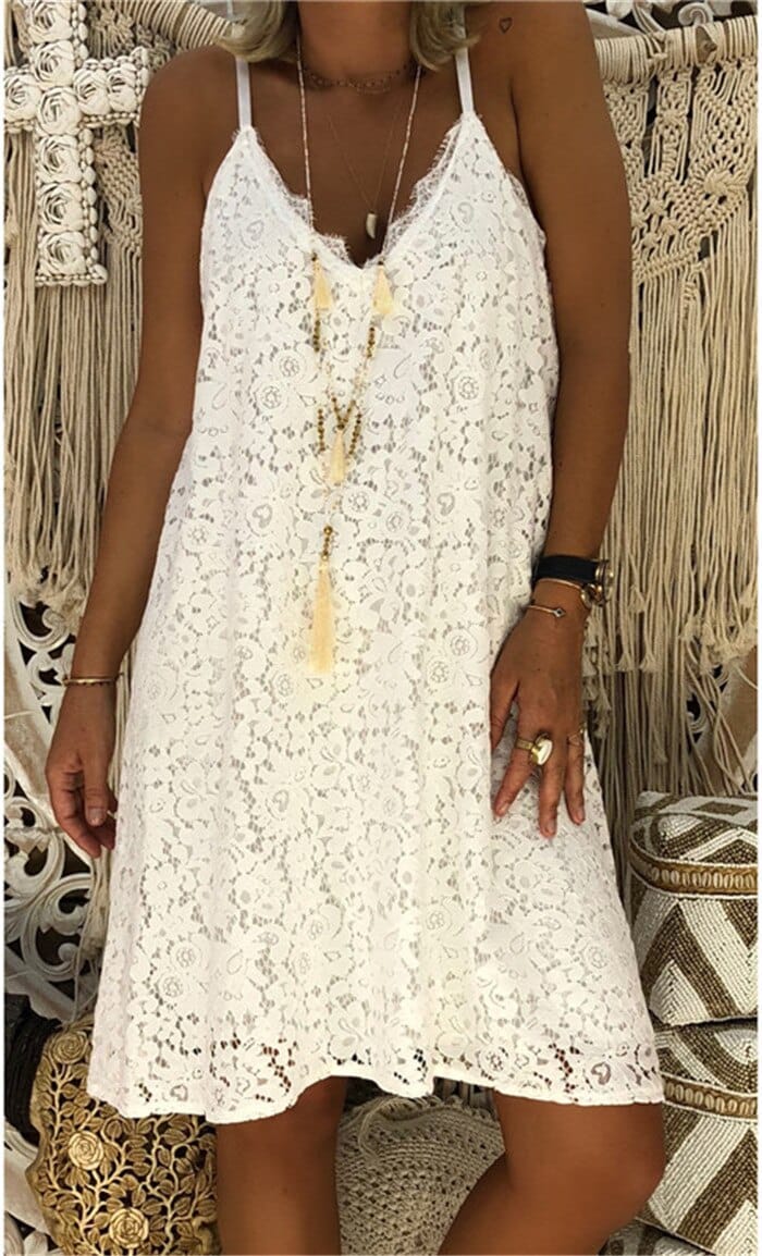 women's summer loose laced dress, view 3 - MRSLM