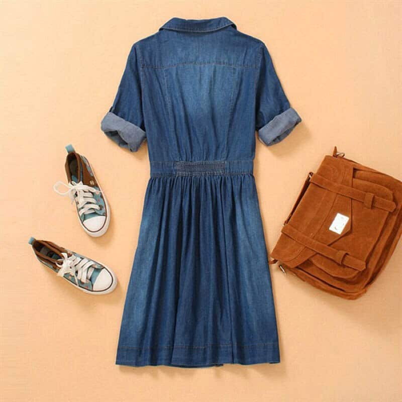 denim shirt dress, view 4 - MRSLM