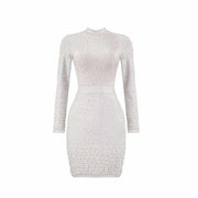 women's long sleeved beaded round neck dress, view 7 - MRSLM