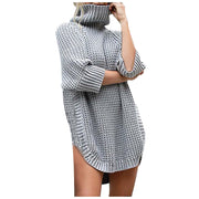 women's solid turtle neck sweater dress, view 4 - MRSLM