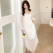women's lace maxi dress, view 4 - MRSLM