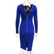 Women's long sleeved zipper high waist dress, view 8 - MRSLM