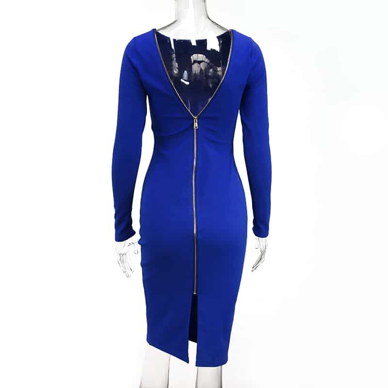 Women's long sleeved zipper high waist dress, view 8 - MRSLM