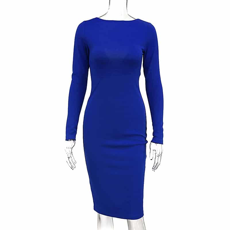 Women's long sleeved zipper high waist dress, view 7 - MRSLM
