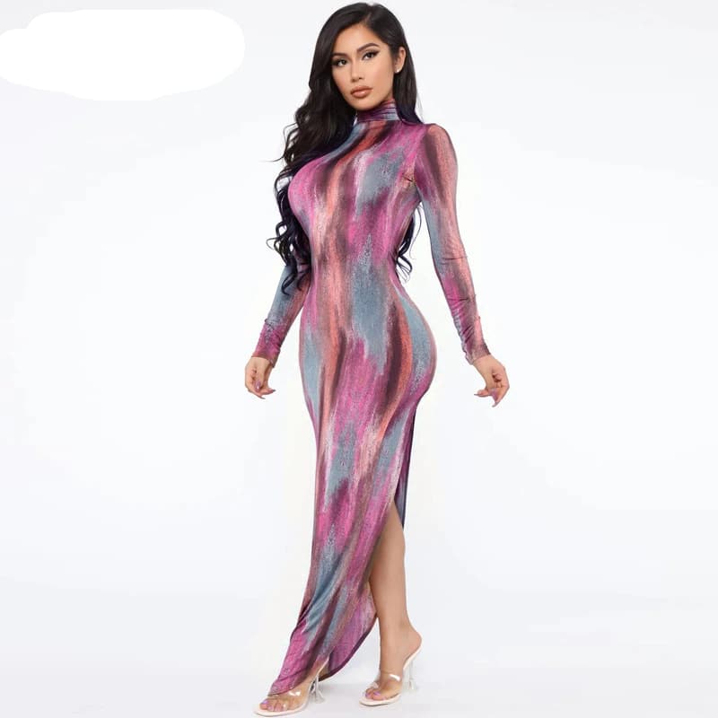 bodycon long sleeved dress, view 5 - MRSLM