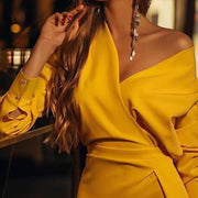 v-neck slit bodycon dress, view 3 - MRSLM