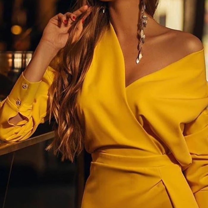 v-neck slit bodycon dress, view 3 - MRSLM
