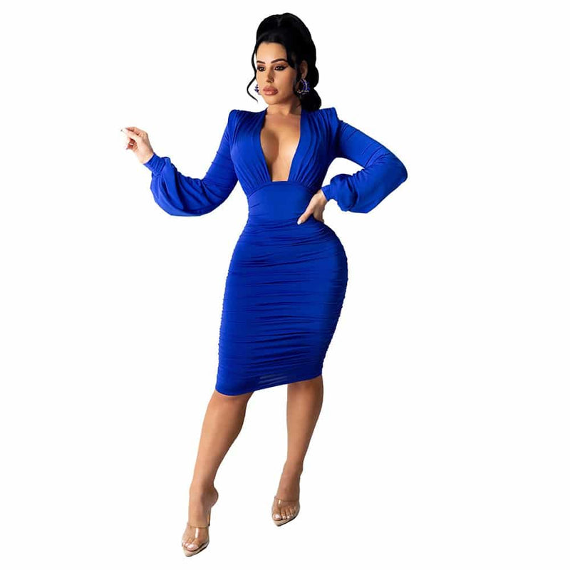 women's v-neck party dress, view 7 - MRSLM