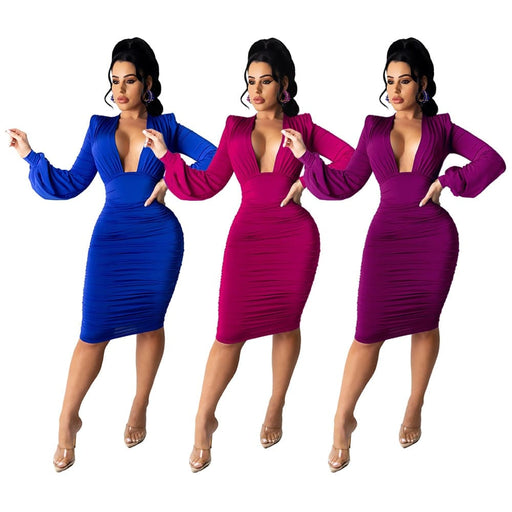 women's v-neck party dress - MRSLM