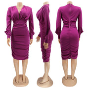 women's v-neck party dress, view 4 - MRSLM