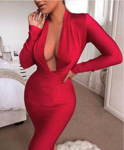 V-neck bodycon dress, view 6 - MRSLM