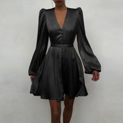women's satin elegant dress, view 3 - MRSLM