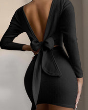 back knotted bodycon dress, view 2 - MRSLM