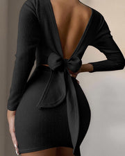 back knotted bodycon dress, view 6 - MRSLM