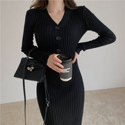 knitted long sleeve elegant dress, view 6 - MRSLM