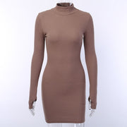 ribbed turtleneck mini dress, view 5 - MRSLM