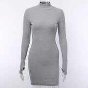 ribbed turtleneck mini dress, view 6 - MRSLM