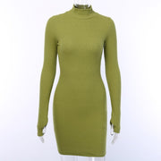 ribbed turtleneck mini dress, view 8 - MRSLM