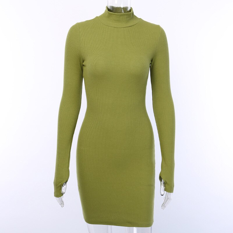 ribbed turtleneck mini dress, view 8 - MRSLM