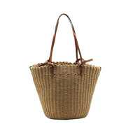 women's straw cylindrical shoulder bag, view 6 - MRSLM