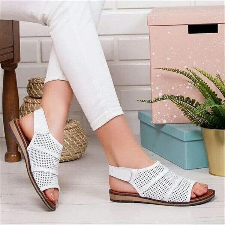 women's mesh peep toe flat sandals, view 2 - MRSLM
