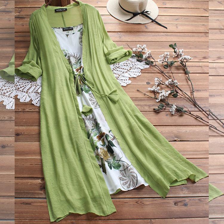 Casual Cotton and Linen Long Skirt