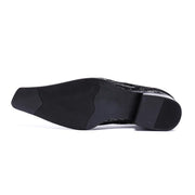 Men's black leather wedding party loafers, view 4 - MRSLM