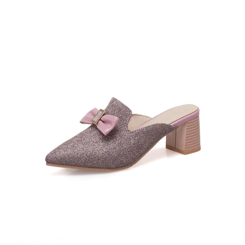 Women's bow knot pointed toe shoes - MRSLM
