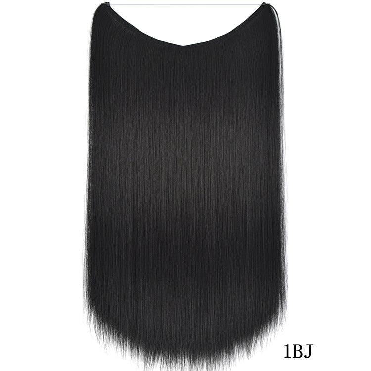 22 inches Invisible Wire No Clips in Hair Extensions Secret Fish Line Hairpieces Silky Straight Synthetic - MRSLM