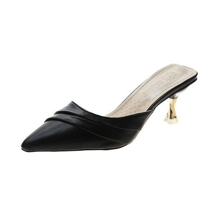 Korean Style Pointed Toe Baotou Half Slippers Women - MRSLM