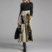 retro v-neck women's dress in print, view 13 - MRSLM