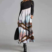 retro v-neck women's dress in print, view 15 - MRSLM
