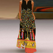 retro v-neck women's dress in print, view 4 - MRSLM