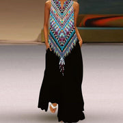 retro v-neck women's dress in print, view 7 - MRSLM