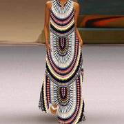 retro v-neck women's dress in print, view 10 - MRSLM