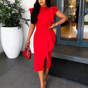 red sleeveless bodycon dress, view 2 - MRSLM