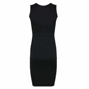 Women's PU leather paneled bodycon dress, view 4 - MRSLM