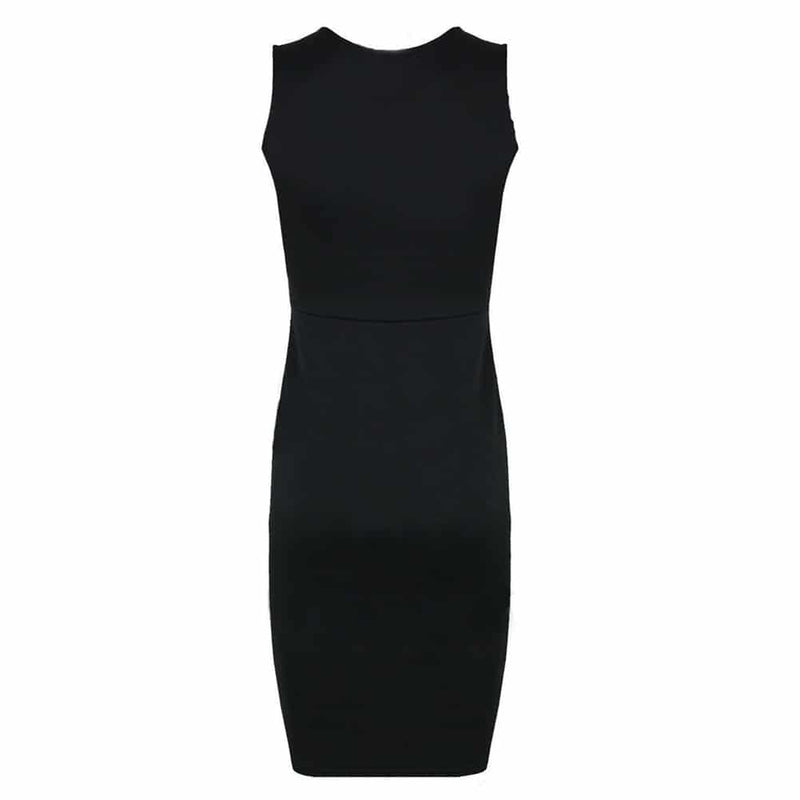 Women's PU leather paneled bodycon dress, view 4 - MRSLM