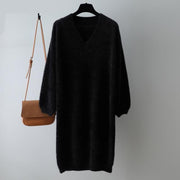 V-neck thick sweater dress - MRSLM