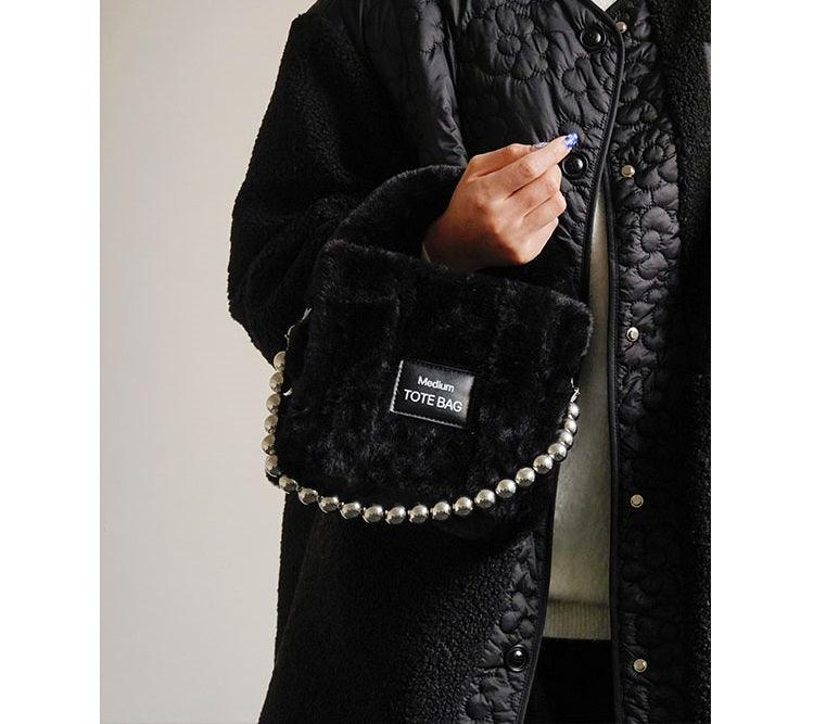 Women's plush teddy mini chain bag, view 4 - MRSLM