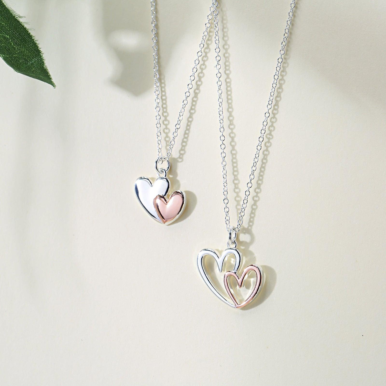 Mother Daughter Friendship Set Love Pendant Two Tone Necklace - MRSLM
