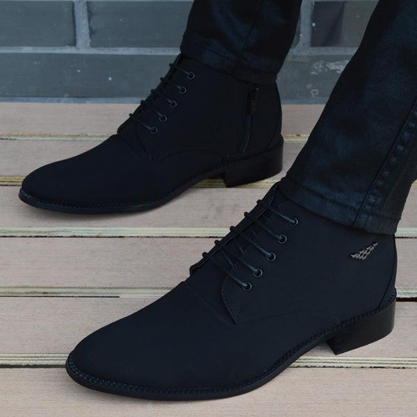 Fashion Business Casual Leather Shoes Men's Pointed Toe Short Martin Boots - MRSLM