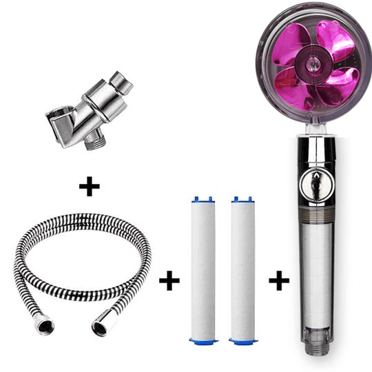 Propeller Driven Shower Head With Stop Button And Cotton Filter Turbocharged High Pressure Handheld Shower Nozzle - MRSLM