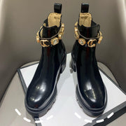 Round toe black wear-resistant boots, view 2 - MRSLM