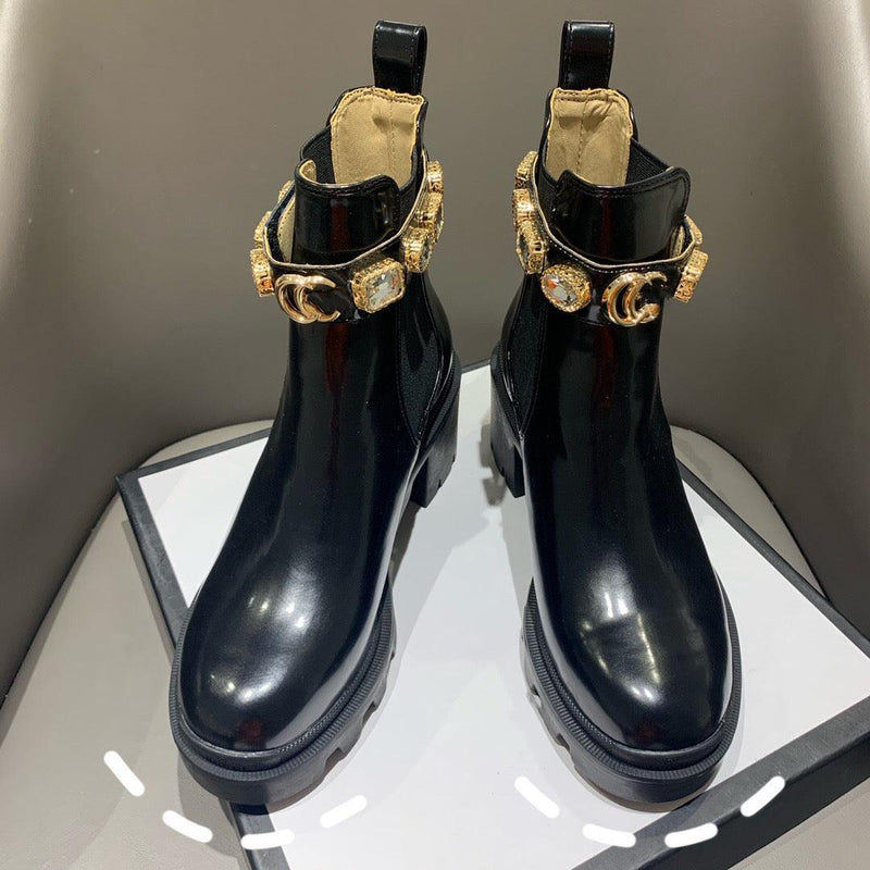 Round toe black wear-resistant boots, view 2 - MRSLM