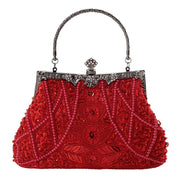 Ladies Hand Beaded Embroidered Evening Dress Embroidered Handbag - MRSLM