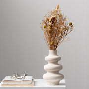 white ceramic ring shaped vase, view 2 - MRSLM