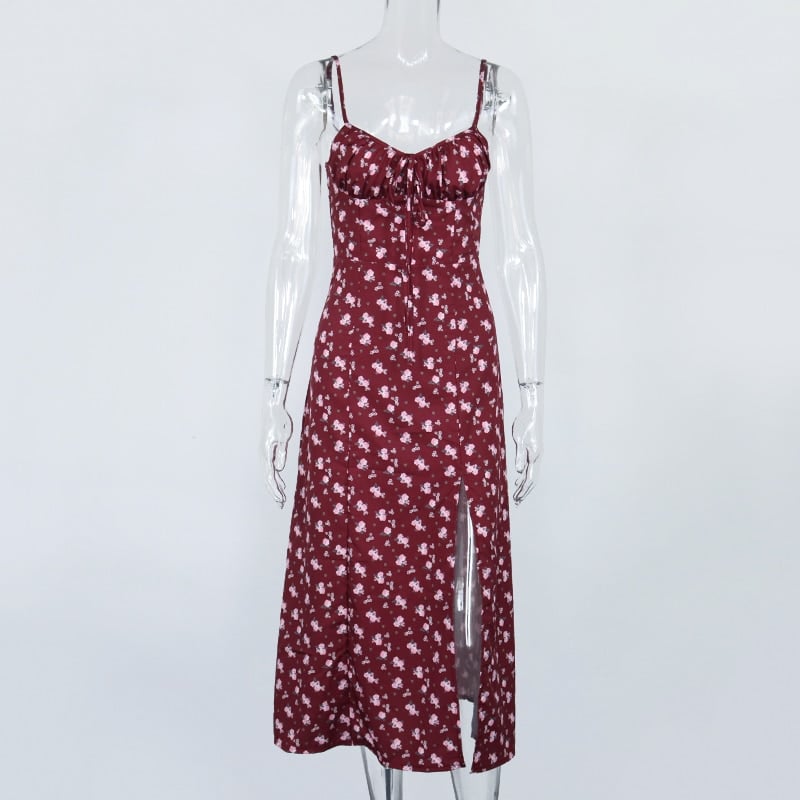 Women's Vintage Floral Printed Midi Dress